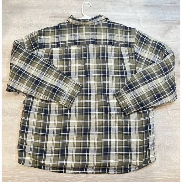 Wrangler Authentics Mens 3XL Flannel Shirt Sherpa Lined Green Plaid Shacket NWT - Picture 11 of 11